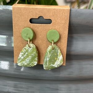 Sage green handmade clay earrings
